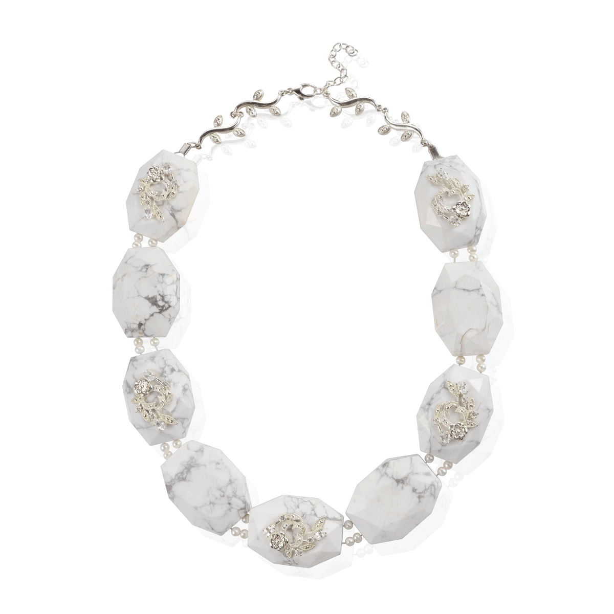 Large White Marble Pearl Statement Necklace A. JARON Fine Jewelry