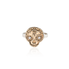 Mini Gold and Diamond Skull Ring