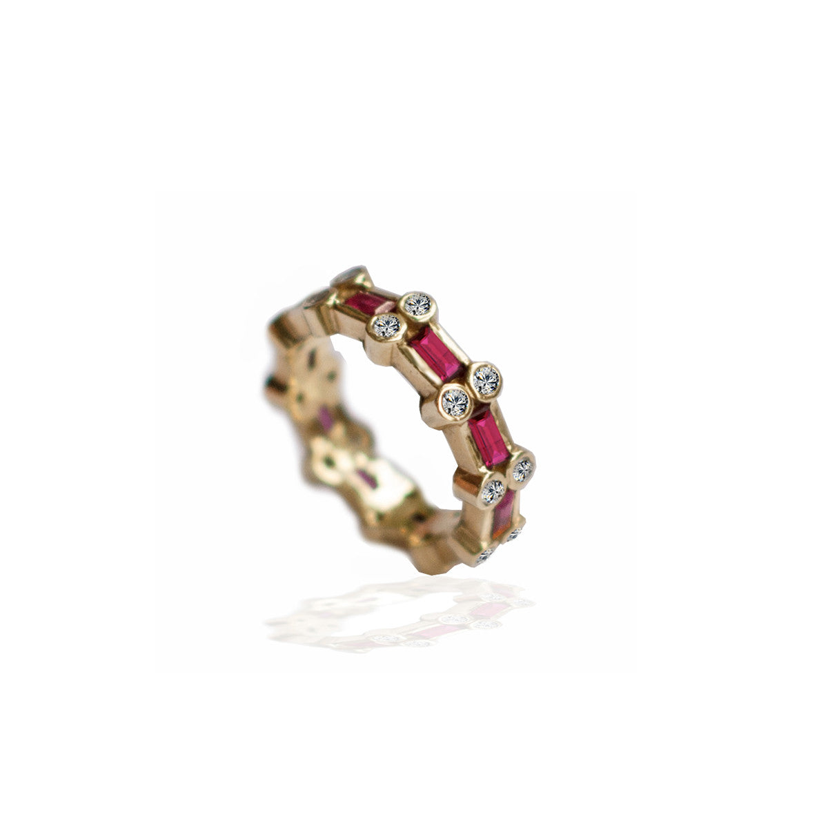 Ruby and Diamond Eternity Band Ring A. JARON Fine Jewelry