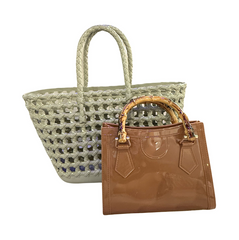 I LOVE NAPLES  Handbag Set Bamboo & Woven