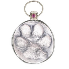 Sterling Silver Dog Paw Pendant with Fancy Birthstone Bale