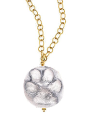 Sterling Silver Dog Paw Pendant Necklace with Custom Gold Chain