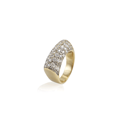 Diamond Pave Gold Bar Ring