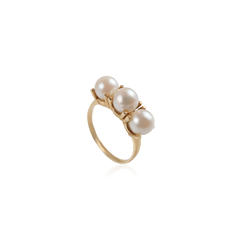 Triple Pearl Gold Ring