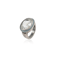 Genuine Prasiolite & Enamel  Sterling Silver Ring
