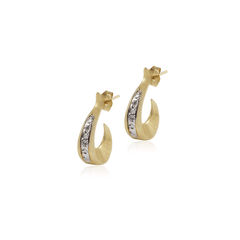 Small Gold Pave Diamond Hoop Earring