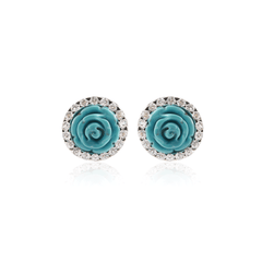 Turquoise Carved Rose Earring