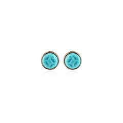 Small Carved Turquoise Stud Earring