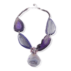 Purple Stone Slice Necklace