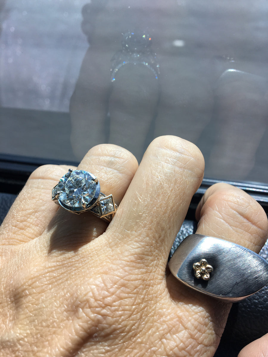 Asymmetrical Signature Flower Ring A. JARON Fine Jewelry