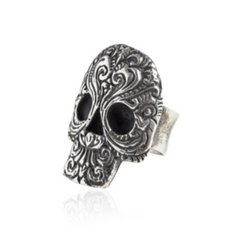 Sterling Silver Embellished Detail Skull Ring
