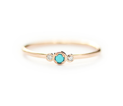 Small Turquoise and Diamond Seed Ring
