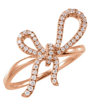 Rose Gold and Diamond Ribbon Ring