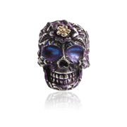 Signature Sterling Silver Skull Ring with Violet Enamel
