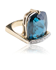 London Blue Mod Cantilever Ring