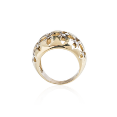 Open Work Dome Ring in Gold and Diamonds
