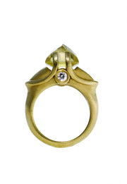 Citrine Ring set in 18KT Brushed Green Gold
