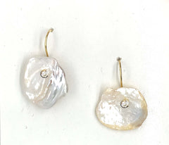 Keshi Pearl - Pearl & Diamond Earring