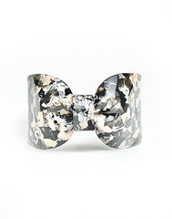 Candy Ribbon Cuff Bracelet Black and White Marble