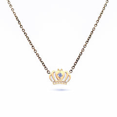 Tiny Crown Necklace with Diamond