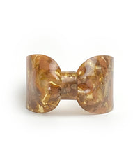 Candy Ribbon Cuff Bracelet Translucent Tan and Pink
