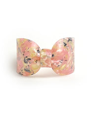 Candy Ribbon Cuff Bracelet Pink and Cream Marble