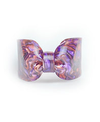 Candy Ribbon Cuff Bracelet Purple and Pink Mother of Pearl Marble
