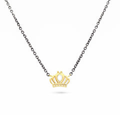 Tiny Crown Necklace with Diamond